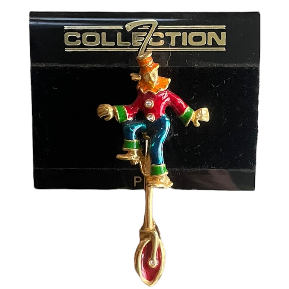 Clown Unicycling Pin Brooch Clown Pin Unicycle Bicycle Jewelry